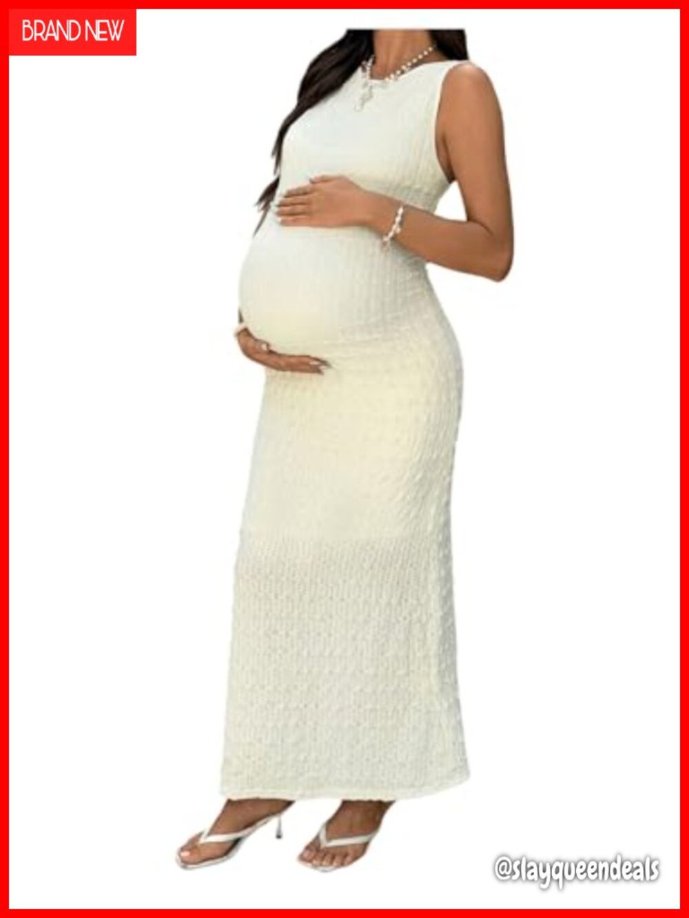 Maternity Bodycon Maxi Dress Sleeveless Textured Baby Shower Photoshoot